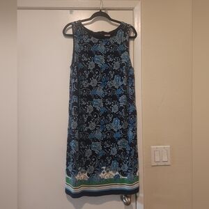 Floral Sleeveless Dress - Blue and Green